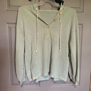 Mint Green Button-Up Women's Sweater
